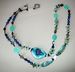 Image of Necklace, K Ovington navy/turq focal bead, chalcedony, sodalite, fluorite, sterling silver