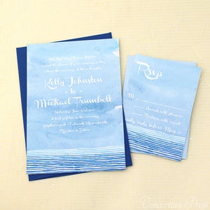 Image of Calm Sea - Beach Wedding Invitations - Sample