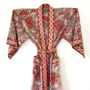 Image of Anokhi Cotton Robe Red Flower