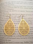 Image of Gold Plated Filagree Teardrop Earings