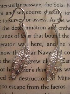 Image of Silver Plated Long Leaf Earings