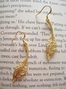 Image of Gold Plated Long Leaf Earings