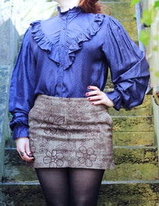 Image of Navy Ruffle Blouse