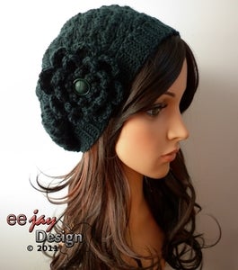 Image of Wool Winter Lace Slouchy Beret + FREE Detachable Flower!