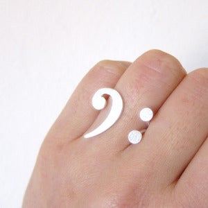 Image of Bass Clef Ring for Music Lovers - Handmade Silver Ring