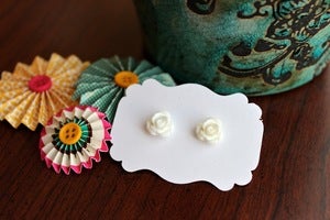 Image of Carved Rose Flower Earrings