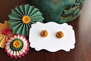 Image of Carved Rose Flower Earrings