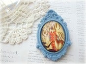 Image of Blue Frame with Lady with Deer Brooch 