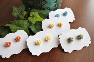 Image of Ruffled Rose Earrings