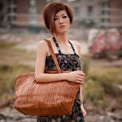 Image of Handmade Leather Women's Handbag Shoulder Bag in Splicing Leather (m44)