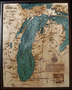 Image of Lake Michigan, MI Wood Map