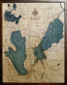 Image of Burt & Mullet Lakes, MI Wood Map