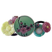 Image of Green Cherry Blossom Barrette by Joli Jewelry