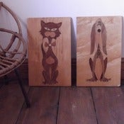 Image of Charming Wood Veneer Dog & Cat Pictures