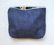Image of Faded Blues Linen Cosmetic Bag