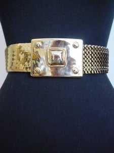 Image of Bill Blass wide gold stretch belt