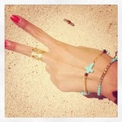 Image of NEW Teal Cross on a Gold Chain Bracelet
