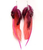 Image of Peach and Pink Feather Earrings