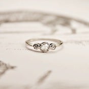 Image of platinum rose-cut diamond 'trilogy' ring