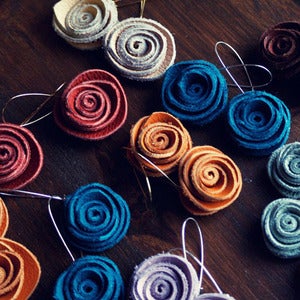 Image of Leather Rosette Earrings