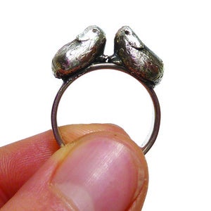Image of Kissing Guinea Pigs Silver Ring