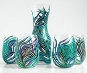 Image of Regal Peacock Stemless Wine Glasses and Caraf--5 Piece Collection