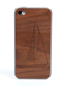 Image of IPhone wood cover "Sailboat" walnut