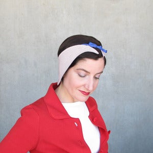 Image of Scintilla in denim & red striped cotton