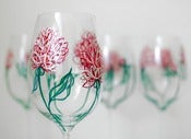 Image of Pink Peonies Wine Glasses-Set of 2 Hand-Painted Glasses 