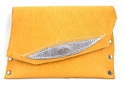 Image of natural rivet pouch w/silver leaf