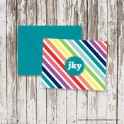 Image of Rainbow Striped Personalized Note Cards -- Set of 16