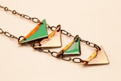 Image of Amy Burgess Enameled Green and White Triangle Necklace