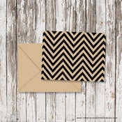 Image of Khaki + Black Chevron Note Cards -- Set of 16
