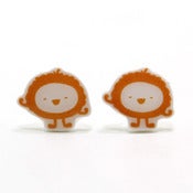 Image of Fluffy Orange Monster Earrings