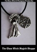 Image of Enchanting Full Moon Witch & Pentagram Talisman/Amulet Pendant Set 