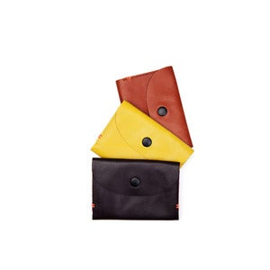 Image of Wagner Wallet - aubergine, chartreuse, camel