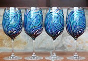 Image of Amethyst and Sapphire Peacock Wine Glasses--Set of 4 