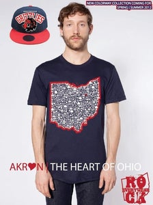 Image of Akron | The Heart Of Ohio Summer Crew | Vneck Tee (unisex) -PRESALE