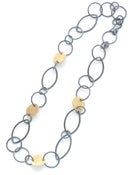 Image of Black links & gold discs necklace