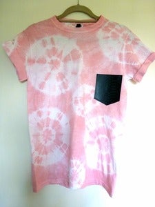 Image of Faux Snakeskin Pocket Effect Pink Tshirt