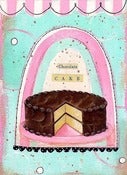 Image of Chocolate Cake mixed media collage matted PRINT 8x10 fits 11x14 frame