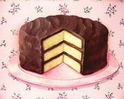 Image of vintage bakery inspired chocolate layer cake matted print Large