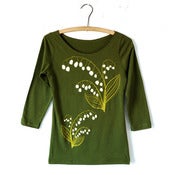 Image of Lily of the Valley Olive 3/4 Sleeve Top