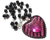 Image of Floating Heart necklace Pink & Black