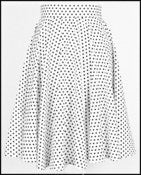 Image of POLKA DOT FULL CITCLE SKIRT - WHITE/BLACK