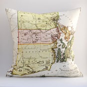 Image of Vintage RHODE ISLAND Map Pillow, Made to Order 18"x18" Cover
