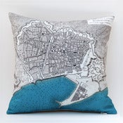 Image of Vintage BARCELONA Map Pillow, Made to Order 15" x15" Cover
