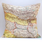 Image of Vintage NEPAL BHUTAN Map Pillow Made to Order 18"x18" Cover