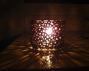 Image of Votive Candle Holder - Brown Candle Holder Made with Recycled Magazines