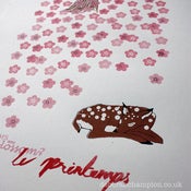 Image of Poster for springtime original screenprint with extra deer and plum blossom